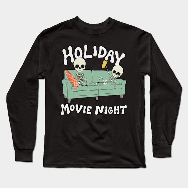 Holiday Movie Night Long Sleeve T-Shirt by cecececececelia